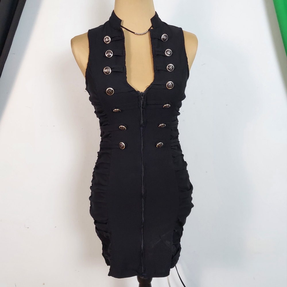 Oh Yes Black Sleeveless Halter-Top Mini Dress, Sz L